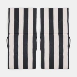 OHS Indoor/Outdoor Stripe Print Seat Pad with Back, Monochrome - 2 Pack - thumbnail 4