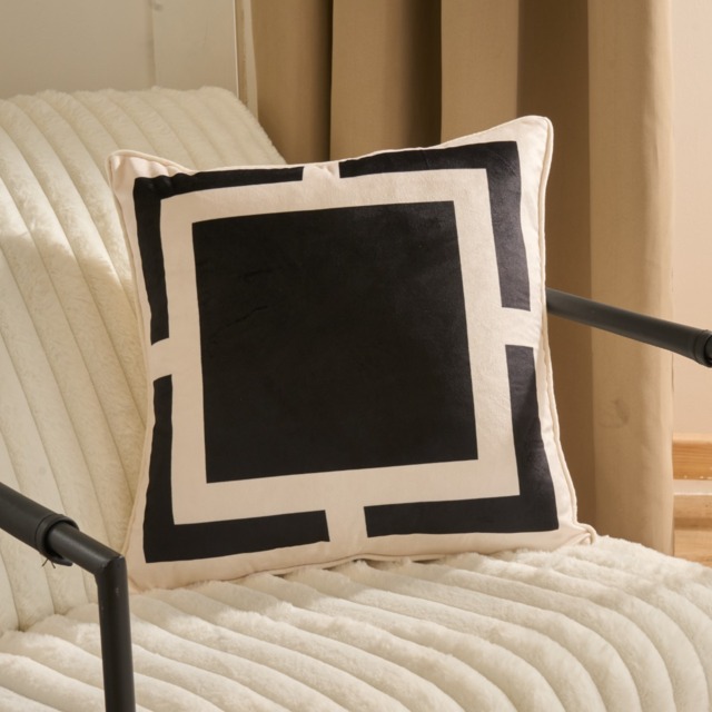 OHS Square Print Cushion Covers, Black/White - 45 x 45cm - image 1