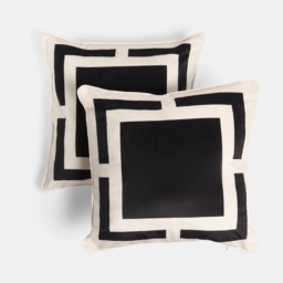 OHS Square Print Cushion Covers, Black/White - 45 x 45cm - thumbnail 3
