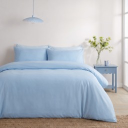 OHS Plain Duvet Cover Set, Dusky Blue - Double - thumbnail 1