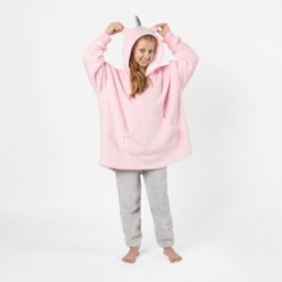 OHS Unicorn Print Hoodie Blanket, Kids - Pink - thumbnail 2