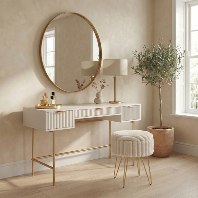 OHS Ribbed Dressing Table - Cream - image 1