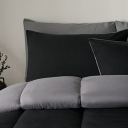 OHS Coverless 10.5 Tog Reversible Duvet & Pillowcase, Black/Grey - Single - thumbnail 4