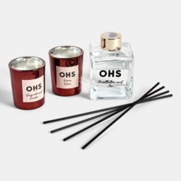OHS 100ml Diffuser with 2x Candles Set, Gingerbread Print - Natural