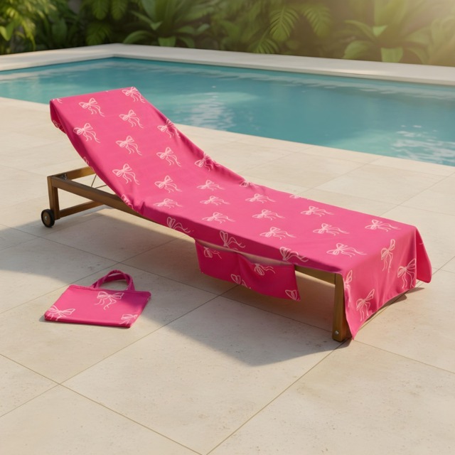 OHS Bow Print Beach Towel in a Bag - Pink - image 1