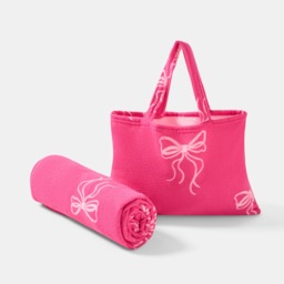 OHS Bow Print Beach Towel in a Bag - Pink - thumbnail 4