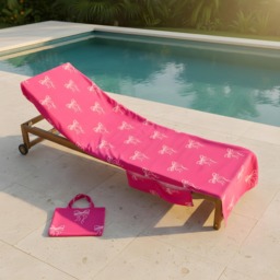 OHS Bow Print Beach Towel in a Bag - Pink - thumbnail 3