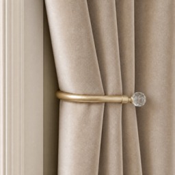 OHS 2 Pack Crystal Ball Curtain Rod Tie Backs - Brushed Gold