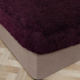 OHS Teddy Fleece Fitted Sheet, Plum - King - thumbnail 2
