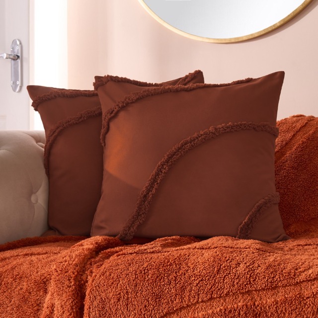 OHS Tufted Contour Cushion Covers, Rust - 45 x 45cm - image 1