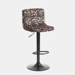 OHS Set of 2 Leopard Print Adjustable Velvet Bar Stools - Natural - thumbnail 3