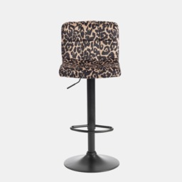 OHS Set of 2 Leopard Print Adjustable Velvet Bar Stools - Natural - thumbnail 2