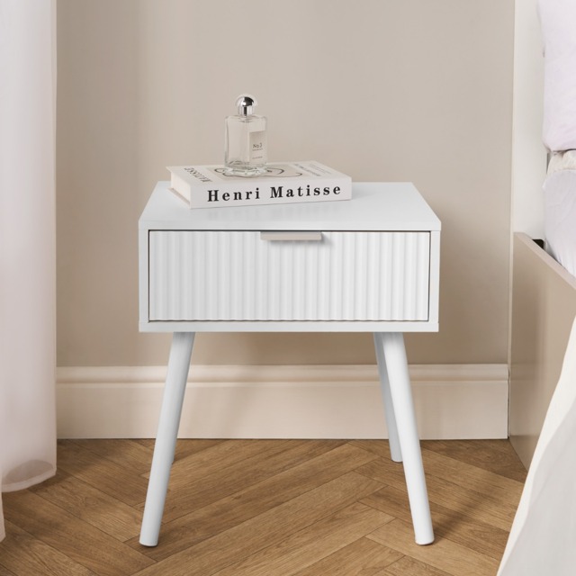 OHS Venice Ribbed Bedside Table - White - image 1