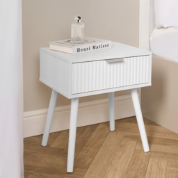 OHS Venice Ribbed Bedside Table - White - thumbnail 2