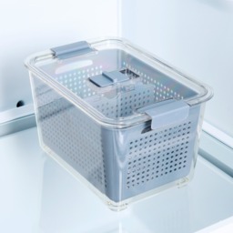 OHS Fridge Container With Removable Basket,  Medium - Grey/Clear - thumbnail 5