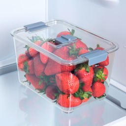 OHS Fridge Container With Removable Basket,  Medium - Grey/Clear - thumbnail 3