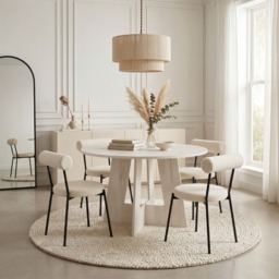 OHS Travertine Effect Round Dining Table - Natural - thumbnail 1