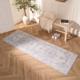 OHS Washable Vintage Printed Runner - Grey - thumbnail 1