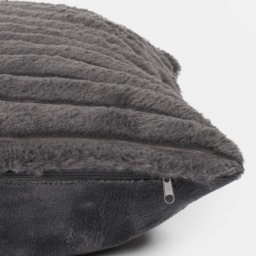 OHS 2 Pack Faux Fur Thick Ribbed Cushion Covers - Charcoal - thumbnail 3