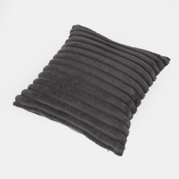 OHS 2 Pack Faux Fur Thick Ribbed Cushion Covers - Charcoal - thumbnail 2