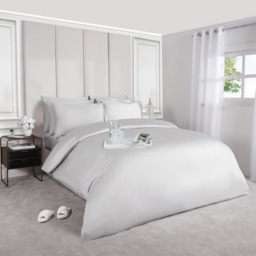 OHS Luxe 400 Thread Count 100% Cotton Sateen Duvet Set, Silver - Single - thumbnail 3