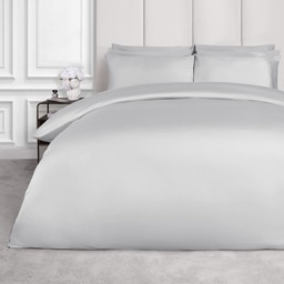 OHS Luxe 400 Thread Count 100% Cotton Sateen Duvet Set, Silver - Single - thumbnail 1