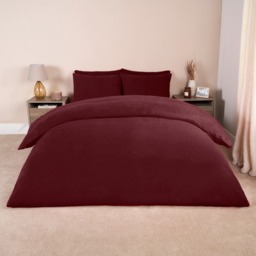 OHS Teddy Fleece Duvet Cover Set, Burgundy - Double - thumbnail 2