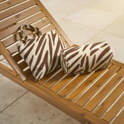 OHS Zebra Print Inflatable Beach Bolster Pillow - Brown/Cream - thumbnail 4