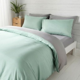 OHS Reversible Duvet Cover Set, Duck Egg/Grey -  King - thumbnail 1