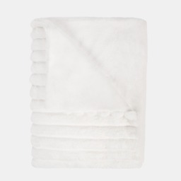 OHS Faux Fur Thick Ribbed Throw, White - 200 x 240cm - thumbnail 4