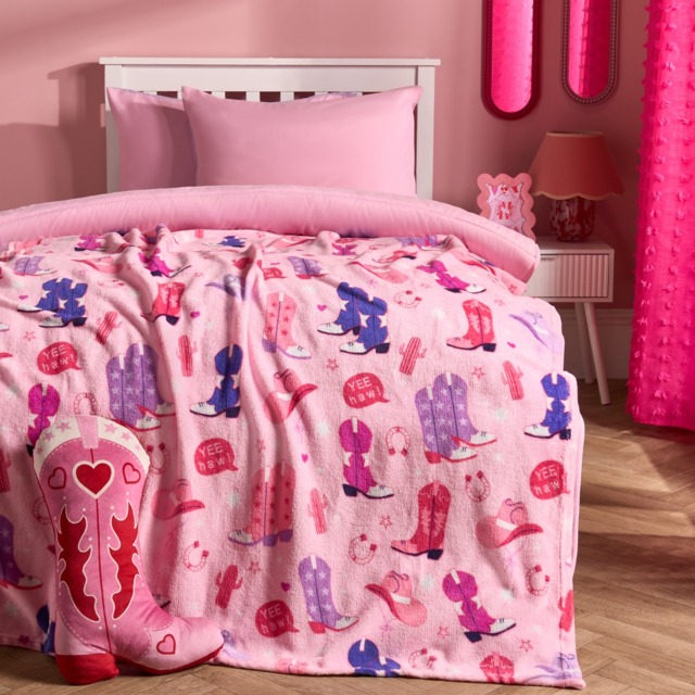 OHS Cowboy Print Ultra Soft Throw - Pink - image 1