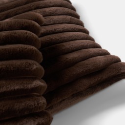 OHS Faux Fur Thick Ribbed Cushion Covers, Chocolate - 45 x 45cm - thumbnail 5