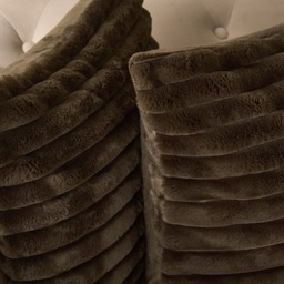 OHS Faux Fur Thick Ribbed Cushion Covers, Chocolate - 45 x 45cm - thumbnail 3