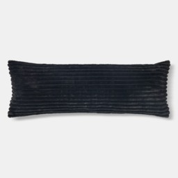 OHS Ribbed Faux Fur Bolster Pillow - Black - thumbnail 3