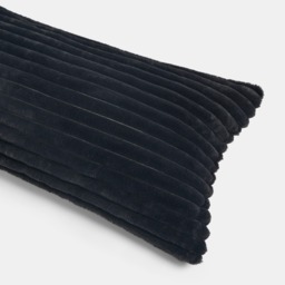 OHS Ribbed Faux Fur Bolster Pillow - Black - thumbnail 4