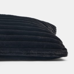 OHS Ribbed Faux Fur Bolster Pillow - Black - thumbnail 5