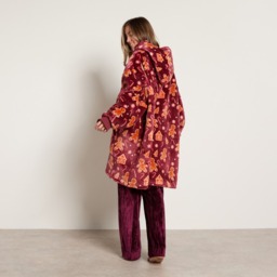 OHS Christmas Gingerbread Print Hoodie Blanket - Burgundy - thumbnail 2