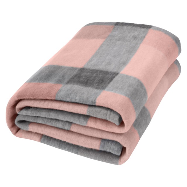 OHS Tartan Check Fleece Throw, Blush Pink/Grey - 120 x 150cm - image 1