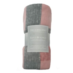 OHS Tartan Check Fleece Throw, Blush Pink/Grey - 120 x 150cm - thumbnail 2