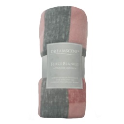 OHS Tartan Check Fleece Throw - Blush Pink/Grey - thumbnail 2