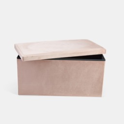 OHS Matte Velvet Foldable Rectangle Storage Ottoman - Mink - thumbnail 5