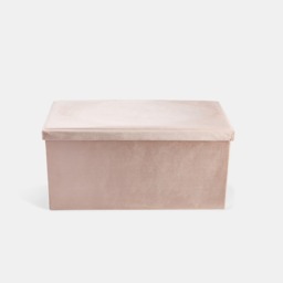 OHS Matte Velvet Foldable Rectangle Storage Ottoman - Mink - thumbnail 4