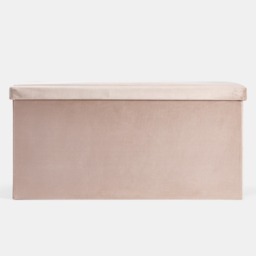 OHS Matte Velvet Foldable Rectangle Storage Ottoman - Mink - thumbnail 3