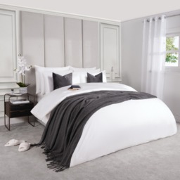 OHS Luxe 400 Thread Count 100% Cotton Sateen Duvet Set, White - Single - thumbnail 3