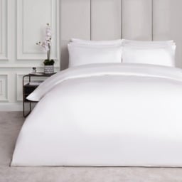 OHS Luxe 400 Thread Count 100% Cotton Sateen Duvet Set, White - Single