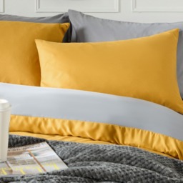 OHS Reversible Duvet Cover Set, Ochre Yellow Grey - King - thumbnail 3