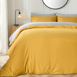 OHS Reversible Duvet Cover Set, Ochre Yellow Grey - King - thumbnail 2