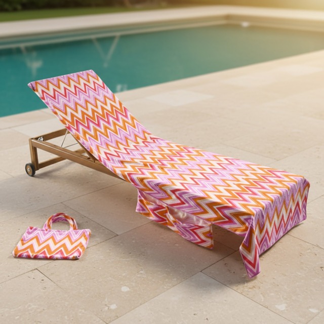 OHS Zigzag Print Beach Towel in a Bag - Orange - image 1