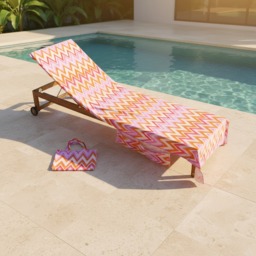 OHS Zigzag Print Beach Towel in a Bag - Orange - thumbnail 2