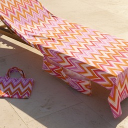 OHS Zigzag Print Beach Towel in a Bag - Orange - thumbnail 3